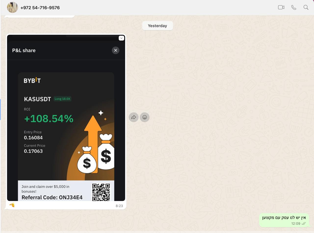 תוצאות מסחר - KASUSDT +108.54% ROI